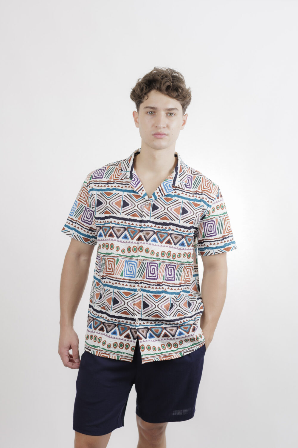 KEL006 Cotton Crepe Collar Shirt- Bohemian